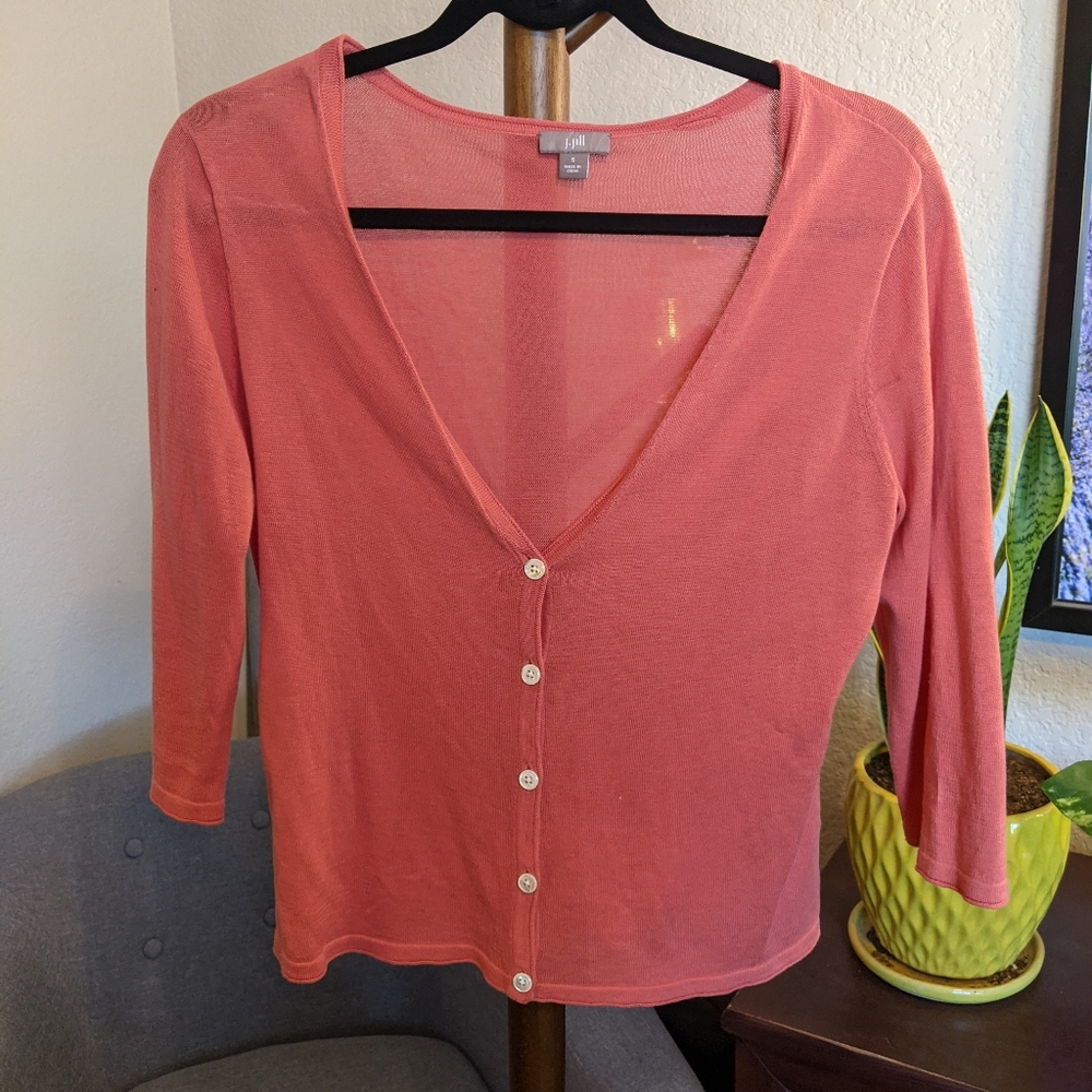 J. Jill Salmon Pink Light Knit Cardigan